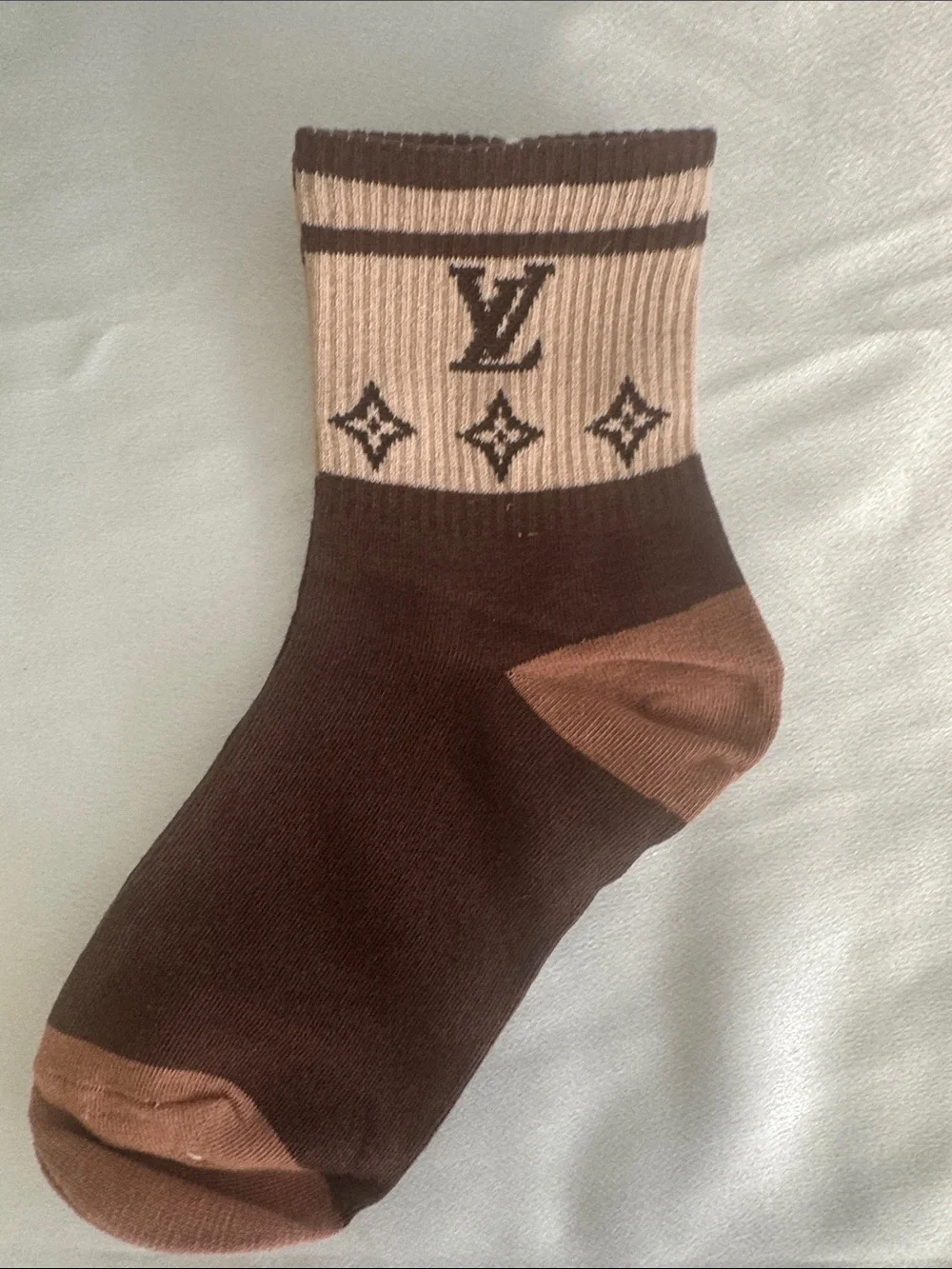 New! Louis Vuitton Men's Brown Logo Crew Socks - Luxury Designer Style